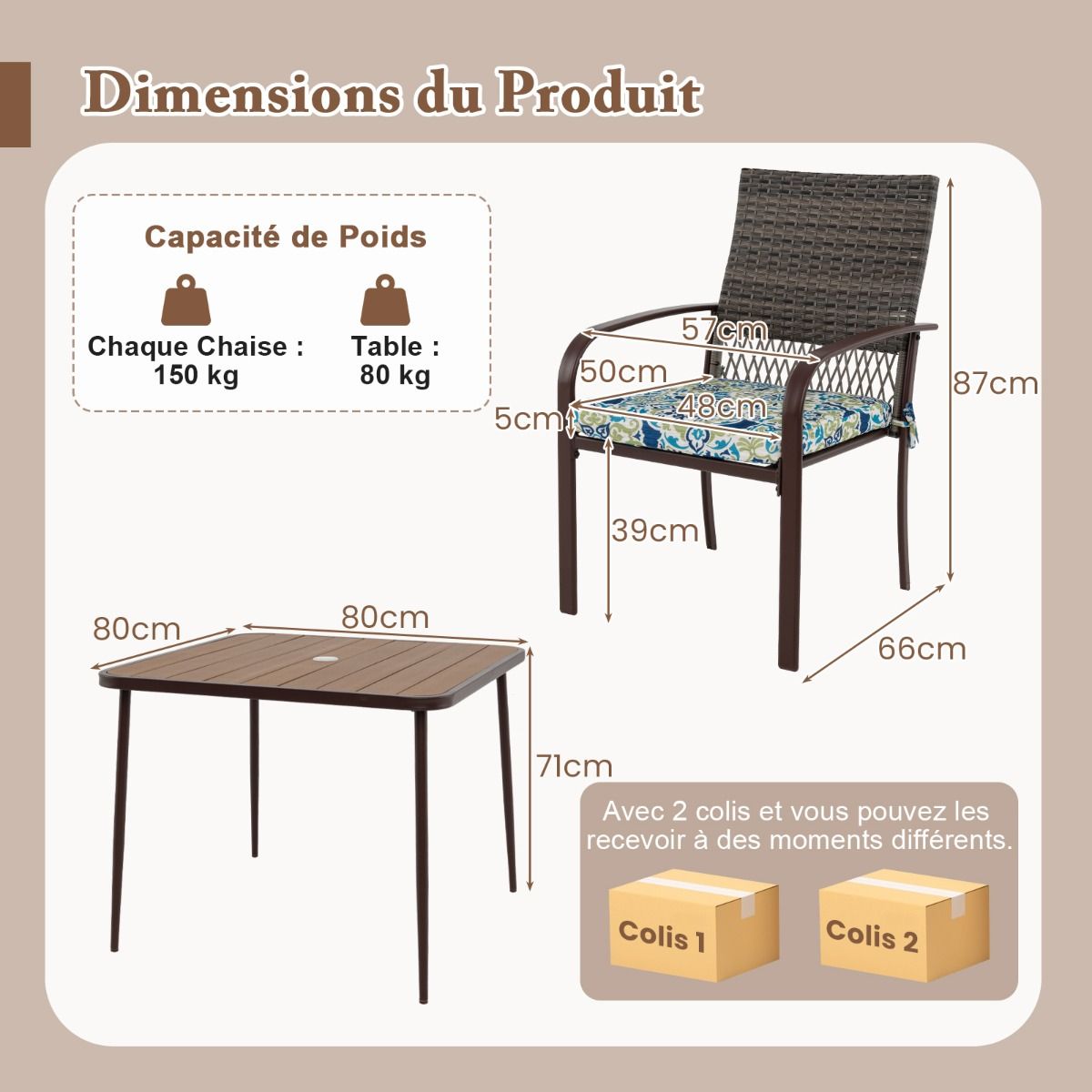 5 Piece Patio Furniture Set Garden Furniture 4 Rattan Armchairs with Cushions and Square Table with Umbrella Hole - - Image 9