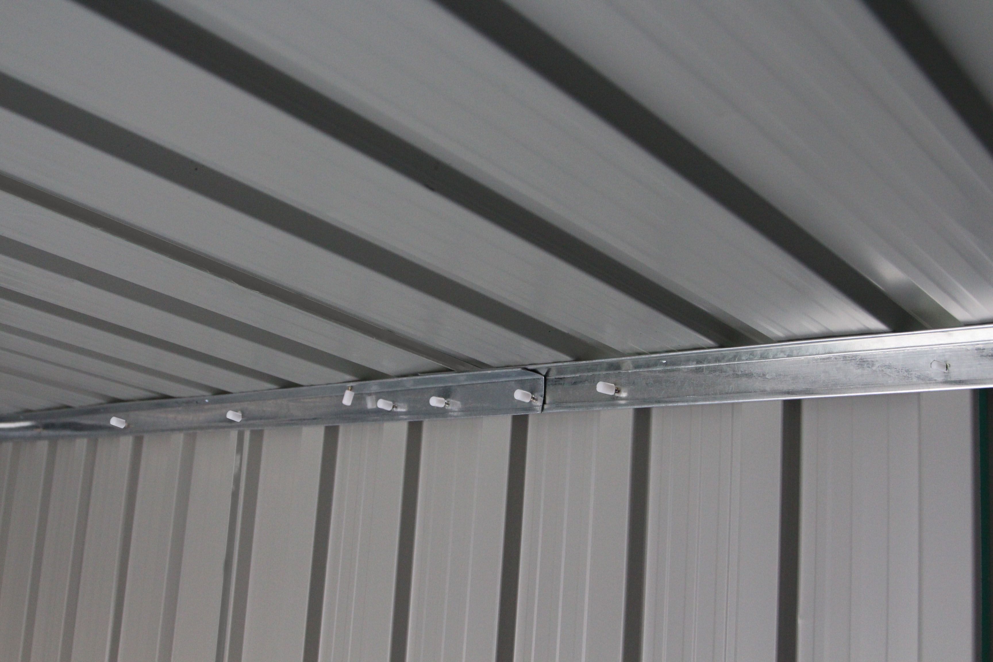Galvanized Sheet Garden Shed Tool Storage Shed Double Door 2 Vents, 277x191x192cm, Gray and White - - Image 8