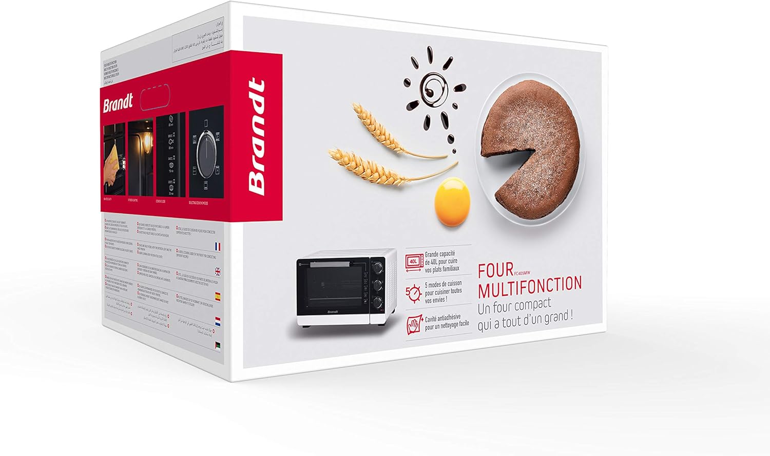 BRANDT - FC405MW - Freestanding and compact mini oven 2100 W - Capacity 40L - Multifunction with 5 cooking modes - Even cooking - Double glazing - White - Image 4