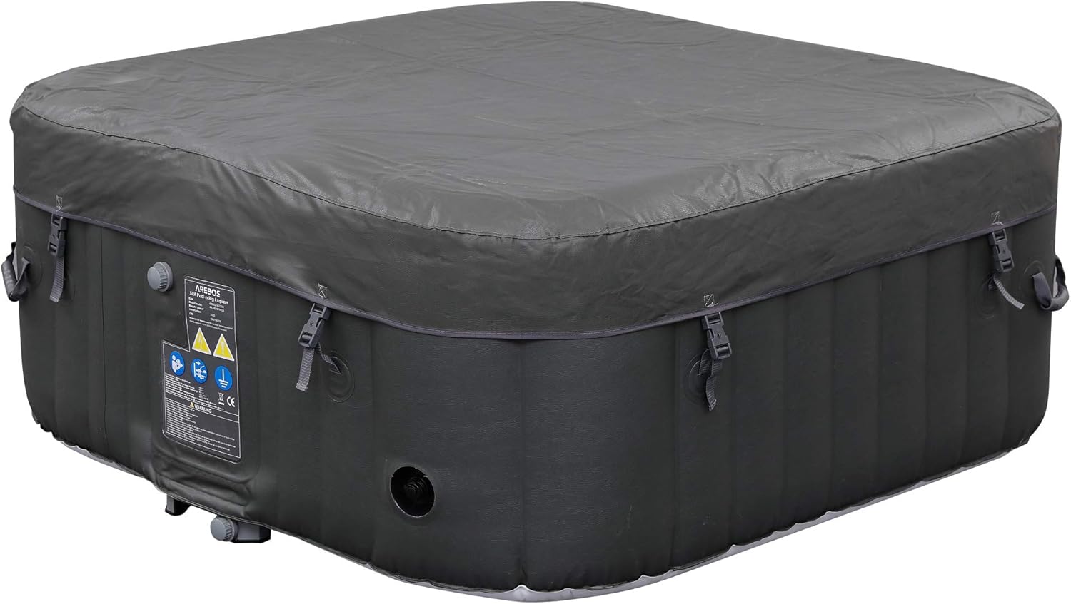 Arebos Inflatable Spa | for indoors and outdoors | 4 People | 154x154cm | 100 Massage Jets | Spa Well-being Heating | Square Inflatable Massage | 600 liters - Image 5