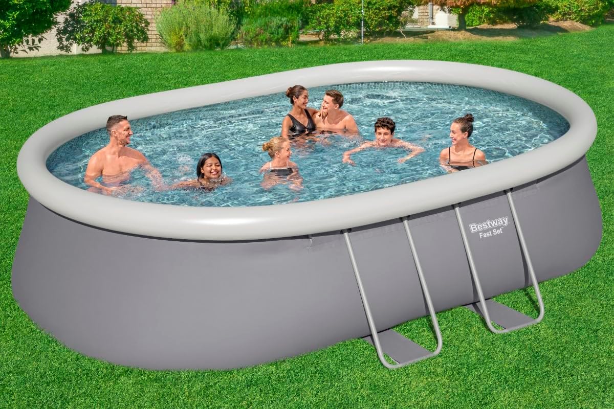 Fast Set Oval Freestanding Pool 549 x 366 x 122 cm with Filtration - Image 2