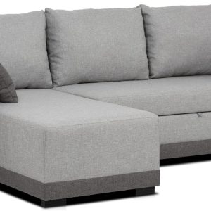 BUDWING Leah, Two-tone Gray Corner Sofa Bed - 4 Seater - Reversible Chaise Longue, 2 Decorative Cushions - Polyester Fabric - Modern Style - 233 cm (Width) x 124 cm (Depth) x 69 cm