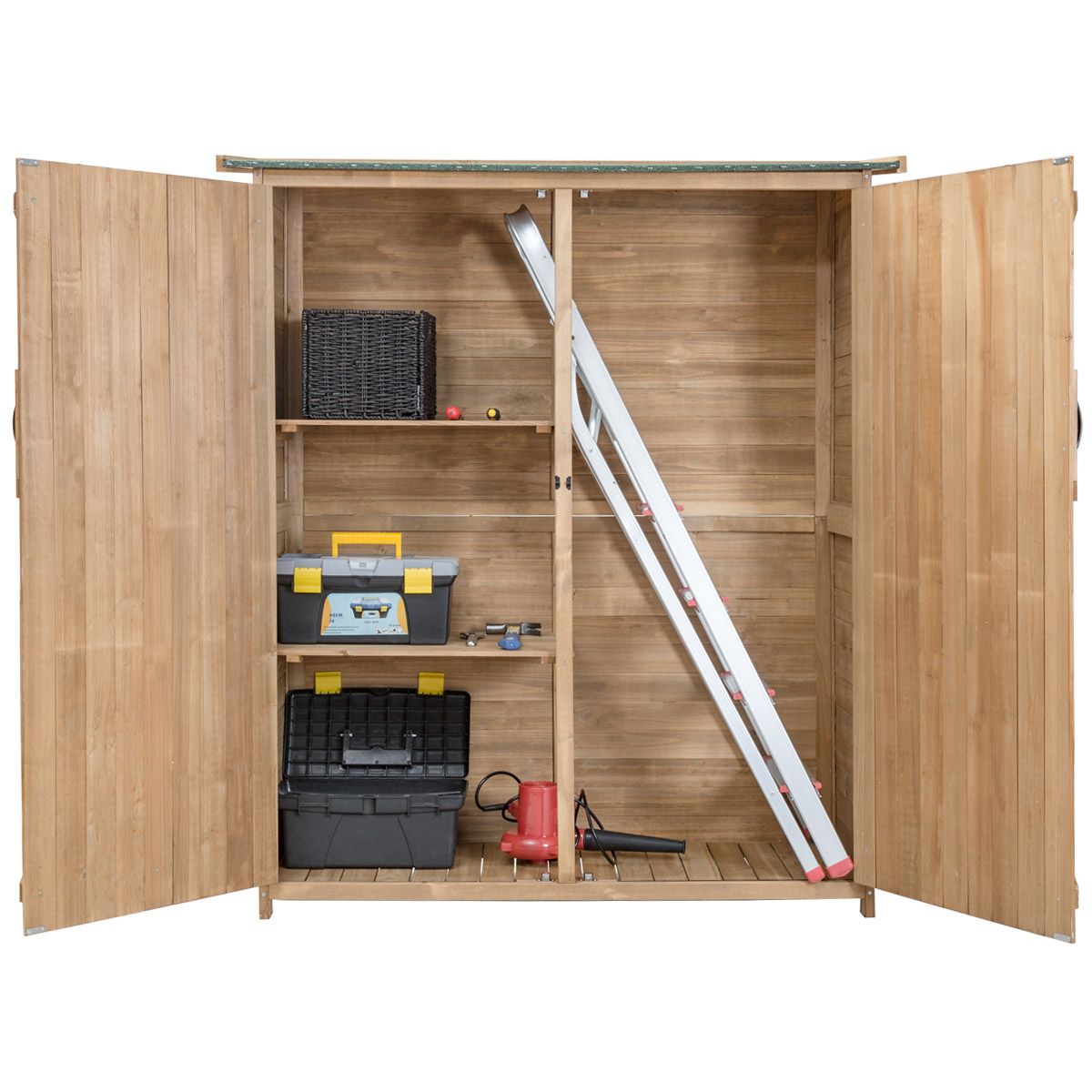 Wooden Garden Shed Outdoor Garden Shed Double Doors with Latch Sloped Asphalt Roof Outdoor Garden Shed 140 x 50 x 162 cm Natural - - Image 8