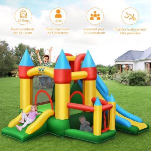 Inflatable Castle with Blower for Children from 3 to 10 Years Old with Several Different Types of Play 330 x 300 x 210 cm -