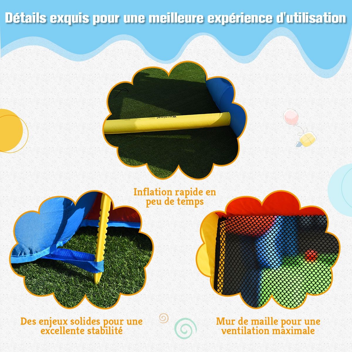 7 in 1 Inflatable Castle for Children 3-10 Years Slides Capacity 135kg in Oxford Fabric 356x289x233cm Multicolor - - Image 9