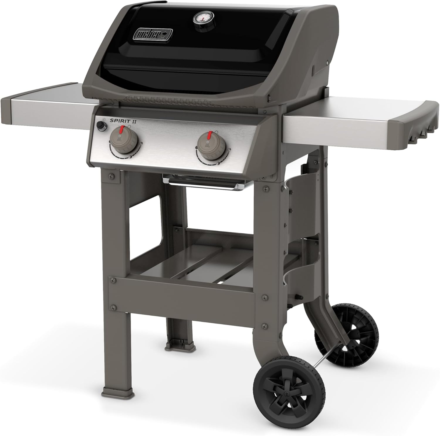 Spirit II E-210 GBS Barbecue Gaz,2 Br没leurs,Surface de Cuisson 51 x 46 cm,Thermomtre de Couvercle,Table d'Appoint Rabattable (Gauche),4 Roues - Noir et Argent (44010153) - Image 2