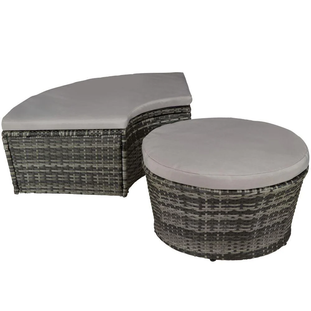 Bain de soleil transat meuble jardin rond modulable gris 2208062 - - Image 5