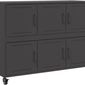 vidaXL Sideboard, Cabinet with Door, Cupboard with Storage, Living Room Organizer Living Room Home Interior, Black 100.5x39x72 cm Steel