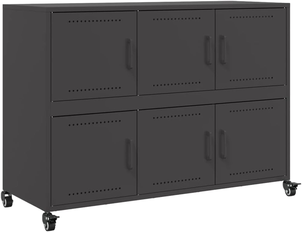 vidaXL Sideboard, Cabinet with Door, Cupboard with Storage, Living Room Organizer Living Room Home Interior, Black 100.5x39x72 cm Steel