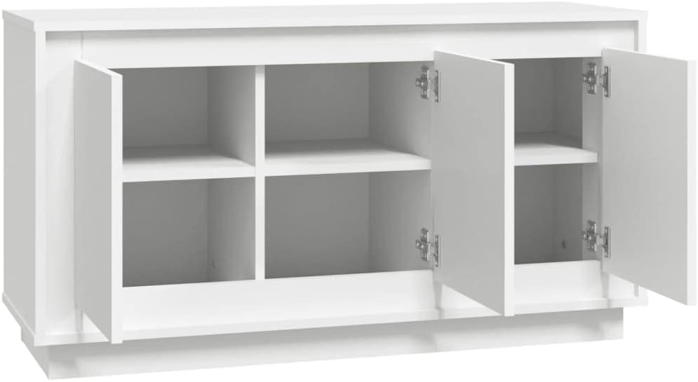 vidaXL Sideboard, Side Cabinet with 6 Compartments, Cupboard with Door, Living Room Storage Unit, Modern, White Engineered Wood - Image 6