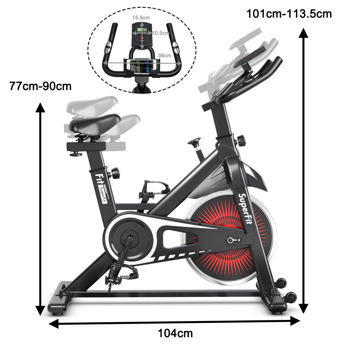 Quiet exercise bike with steel wheel and handlebars - - Image 10