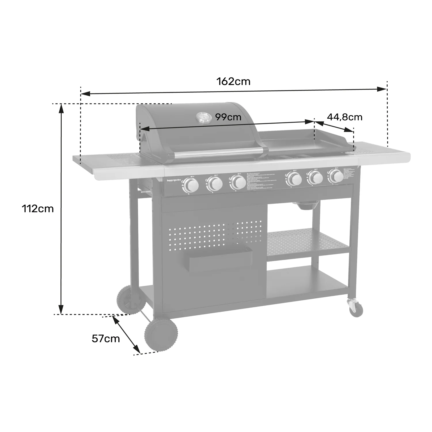 VESUVIO duo gas barbecue - 3 burners + 3 burner plancha - - Image 8