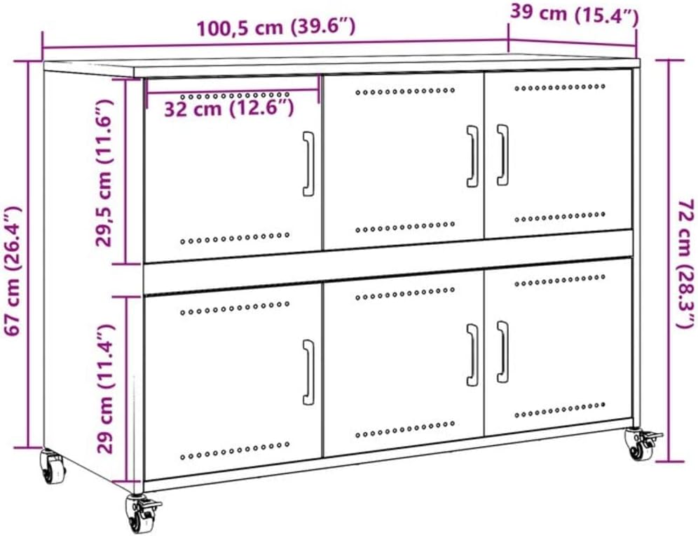vidaXL Sideboard, Cabinet with Door, Cupboard with Storage, Living Room Organizer Living Room Home Interior, Black 100.5x39x72 cm Steel - Image 3