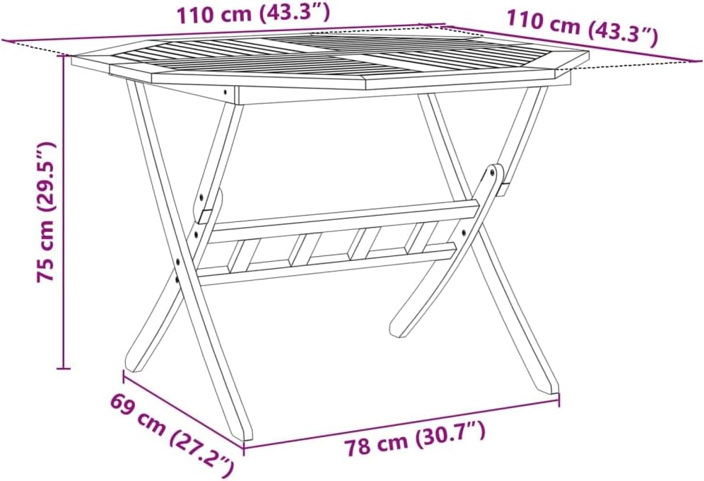 vidaXL Foldable Garden Dining Set 5 pcs Solid Acacia Wood, Outdoor Dining Set, Garden Dining Room Furniture, Garden Table and Chairs - Image 9