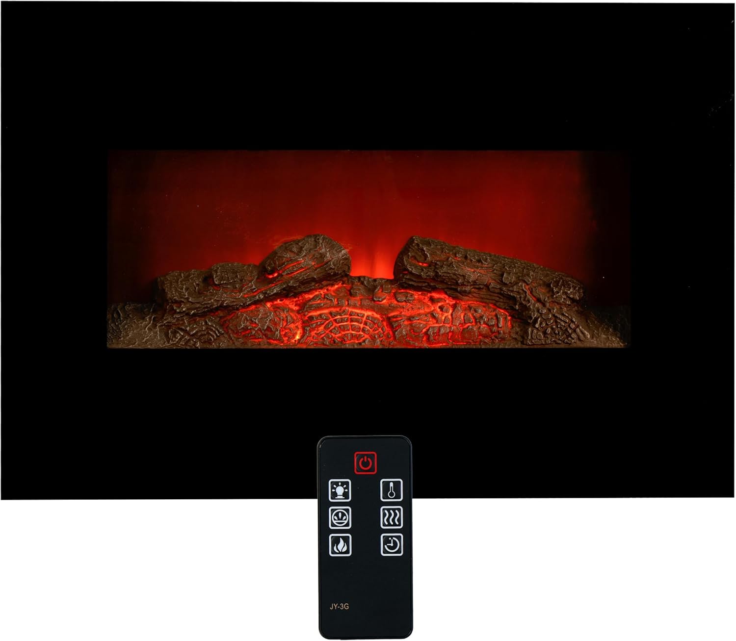 Classic Fire Electric Fireplace Memphis - Decorative Fireplace 1800W - Electric Fireplace with Flame Effect, Heating, Remote Control and Timer - Wall Mounting - Black