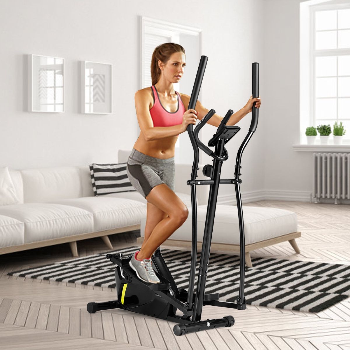 Elliptical Trainer with 8 Resistance Levels - Inertia Mass 2 kg Hand Pulse LCD Display -