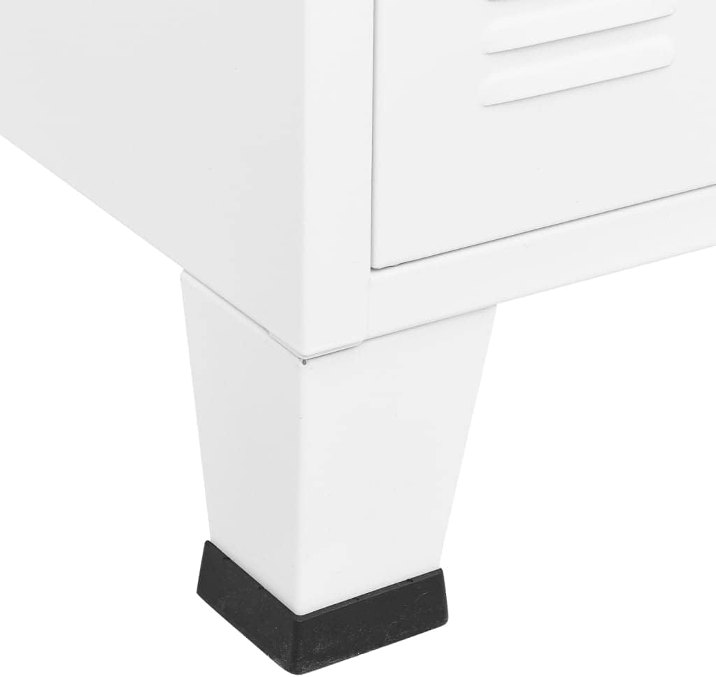 vidaXL Industrial Sideboard Side Cabinet Storage Unit Storage Cabinet Living Room Home Interior White 105x35x62 cm Metal and Glass - Image 9
