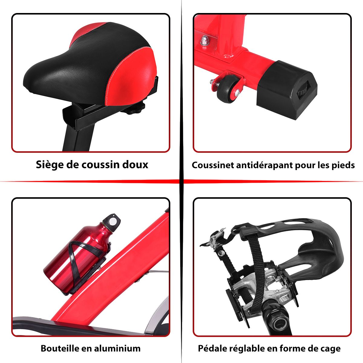 Indoor Exercise Bike with Flywheel 8 KG Silent Kettle Cup Holder LCD Screen Adjustable Saddle and Handlebar - - Image 5
