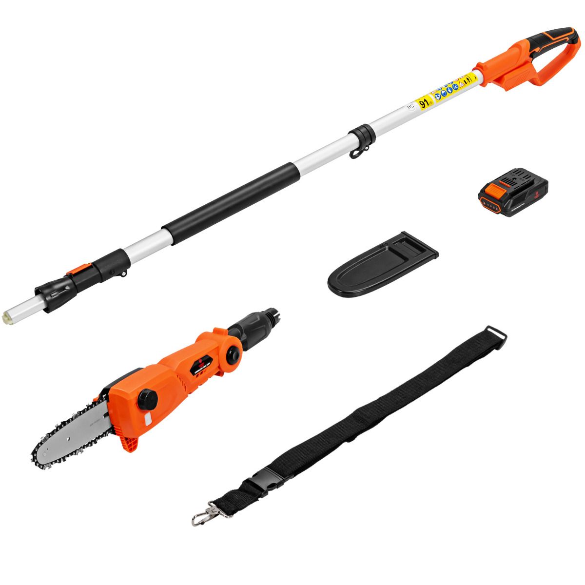 Telescopic Cordless Pole Pruner 198 -274 cm Branch Cutter with 20V Battery and Orange Charger - - Image 4