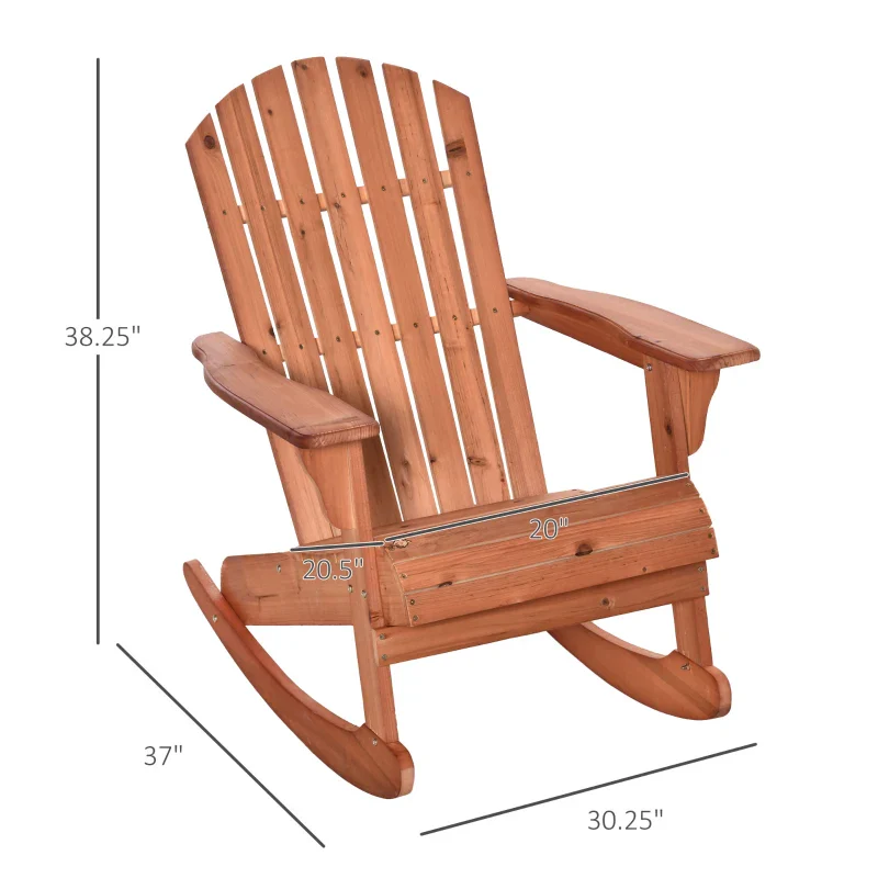 Adirondack Muskoka wooden rocking chair with wooden slat design, fan-shaped back and classic rustic style, teak - - Image 3
