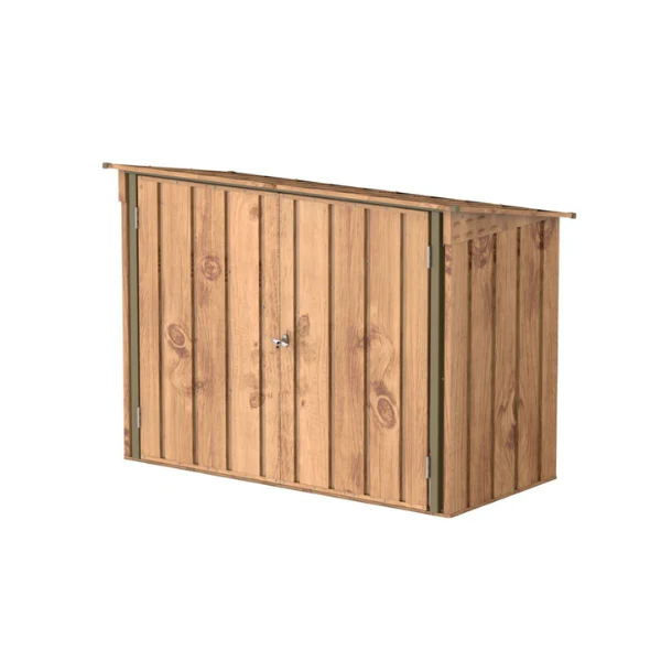 Metal bike shelter 1.74m imitation wood with anchoring kit - - Image 6