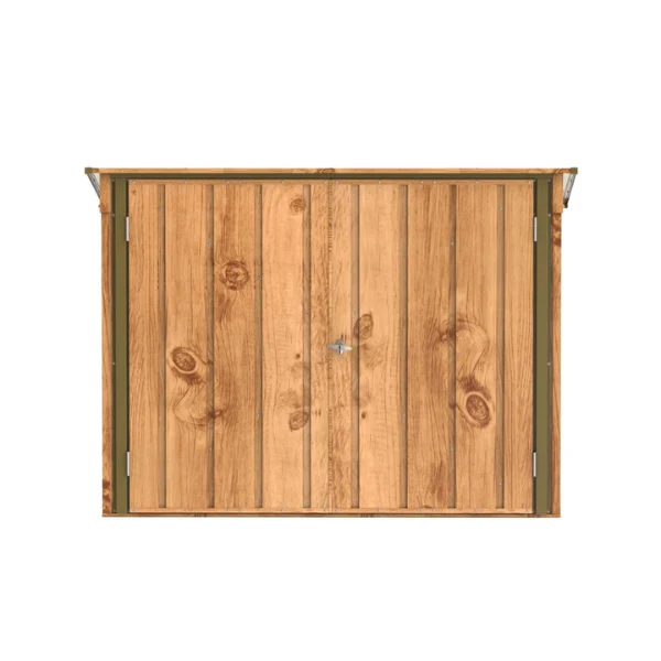 Metal bike shelter 1.74m imitation wood with anchoring kit - - Image 3