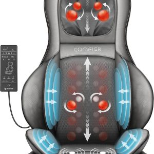 COMFIER Shiatsu Massage Seat with Compression and Rolling - Back Massager with Heat, Kneading Massage Chair for Back, Neck and Shoulders, Gift for Dad Mom Women Men