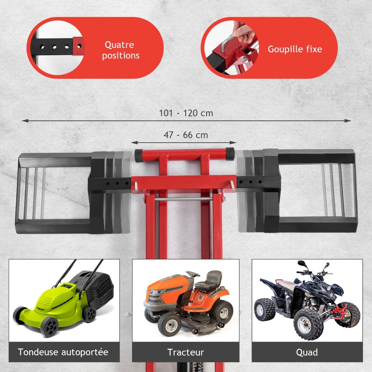 Lawn Mower Lifting Jack for Tractors and Self-propelled Lawn Mowers Zero Turning Radius Capacity of 227 Kg - - Image 6