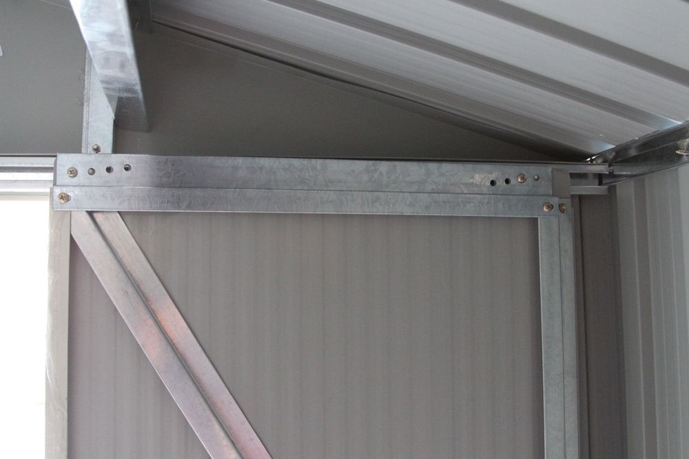 Galvanized Sheet Garden Shed Tool Storage Shed Double Door 2 Vents, 277x191x192cm, Gray and White - - Image 9