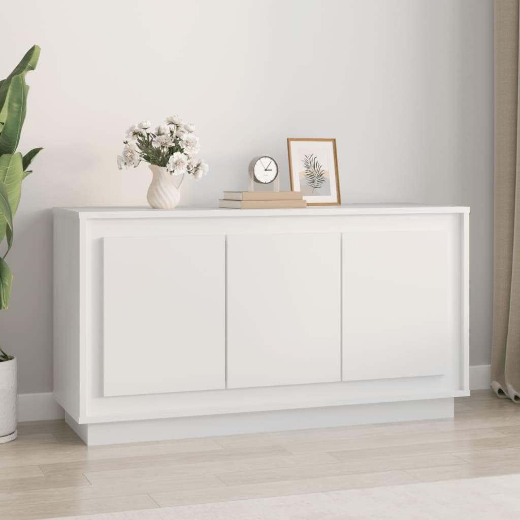 vidaXL Sideboard, Side Cabinet with 6 Compartments, Cupboard with Door, Living Room Storage Unit, Modern, White Engineered Wood - Image 2