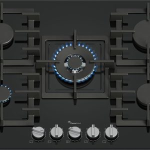 PPQ7A6I40, Series 6, Gas hob, 5 burners, 80 cm, Black tempered glass