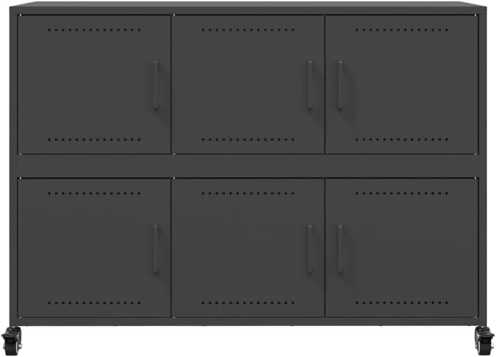 vidaXL Sideboard, Cabinet with Door, Cupboard with Storage, Living Room Organizer Living Room Home Interior, Black 100.5x39x72 cm Steel - Image 7