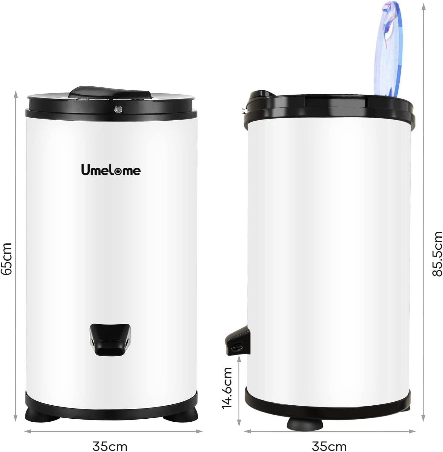 Umelome Large Capacity Spin Dryer 6kg Rotary Dryer 2800rpm Spin Dryer Energy Saving White - Image 7