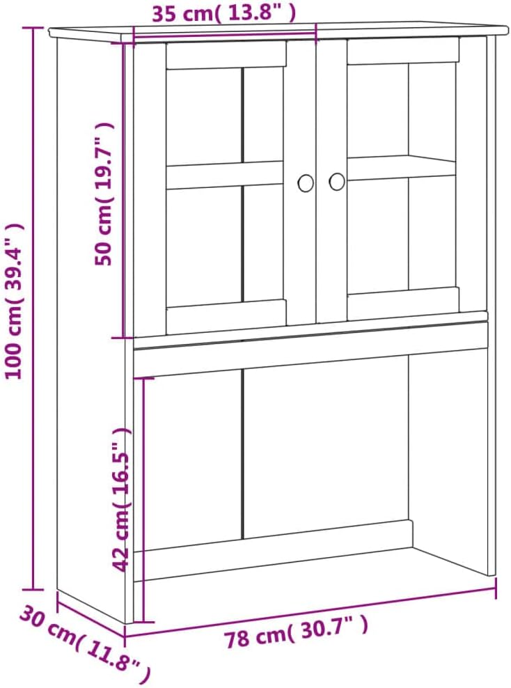 vidaXL Vigo Dresser Top White 78x30x100 cm Solid Pine Wood, Dresser Top Shelf, Kitchen Dresser Top, Kitchen Storage - Image 3