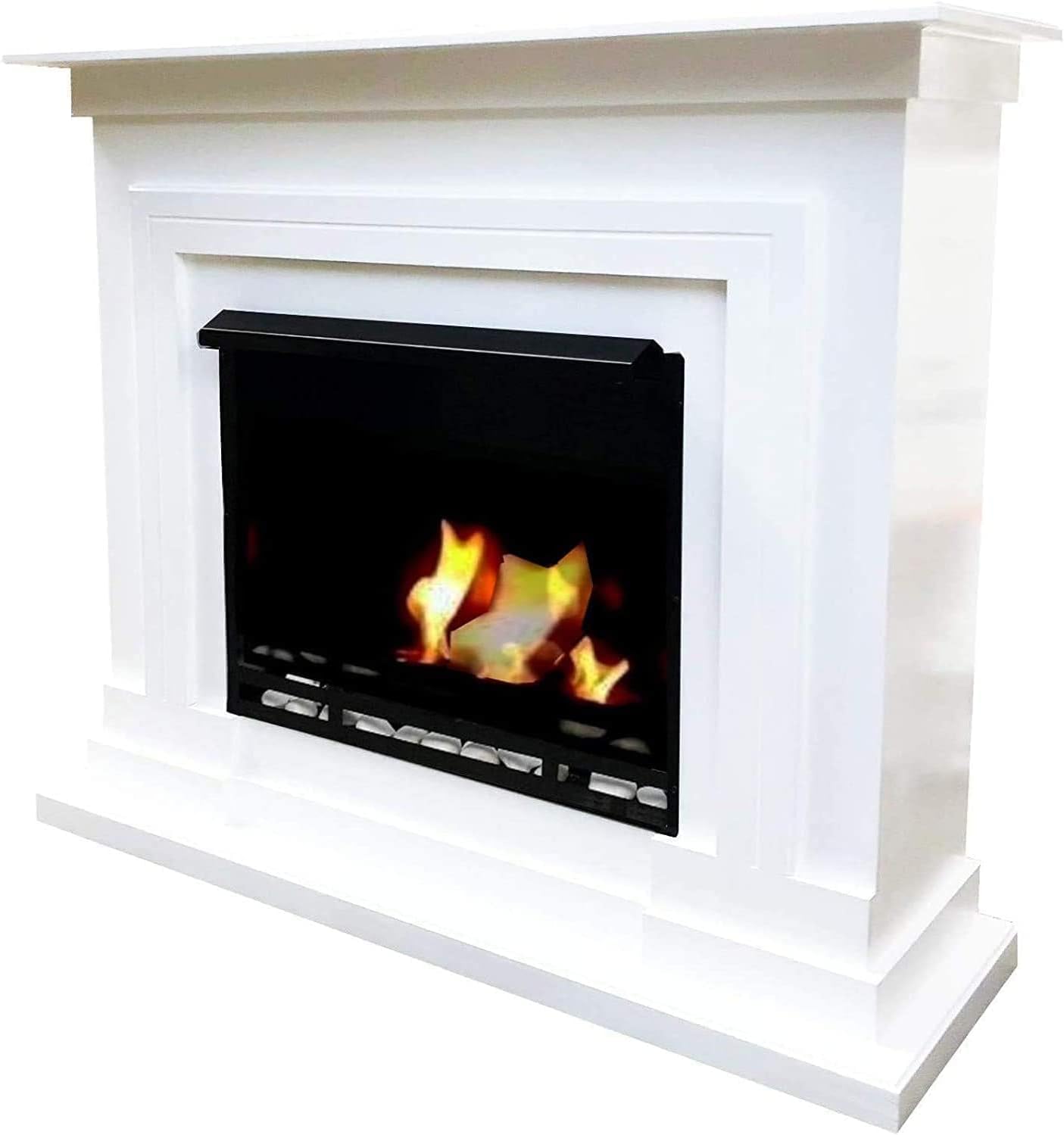 Berlin Deluxe Gel and Ethanol Fireplace with 3 Burners (White)