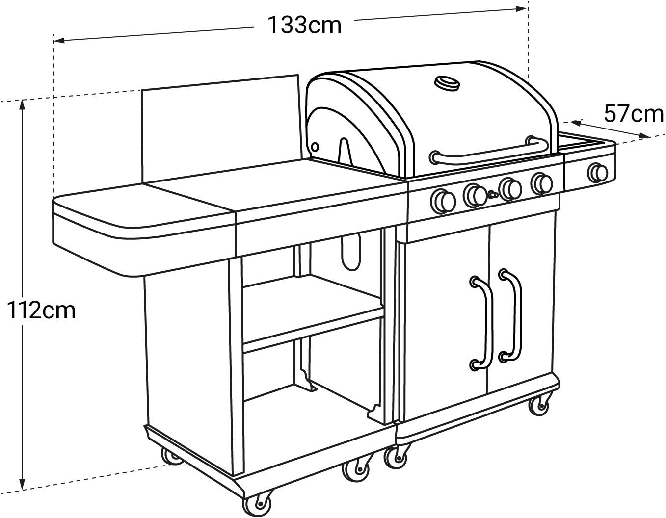 Cook'in Garden - FIDGI 4 gas barbecue with trolley - Image 4