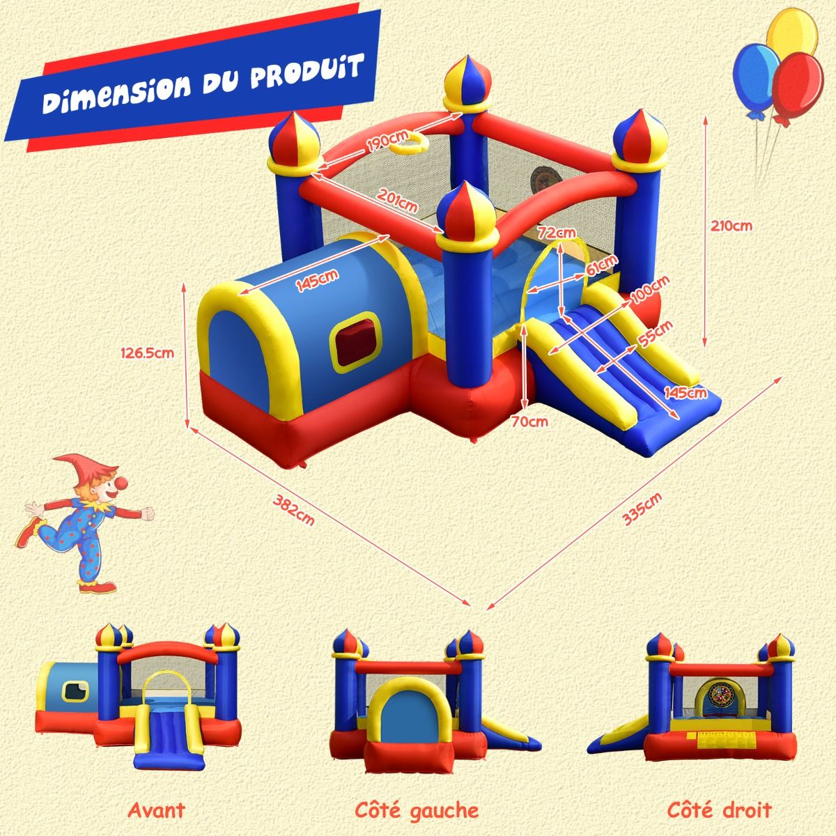 Inflatable Castle for Children with Bouncing Space Small House Slide Basketball Hoop (without inflator) - - Image 9