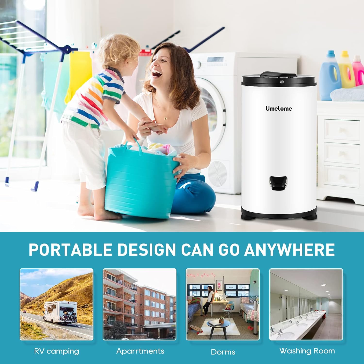 Umelome Large Capacity Spin Dryer 6kg Rotary Dryer 2800rpm Spin Dryer Energy Saving White - Image 6